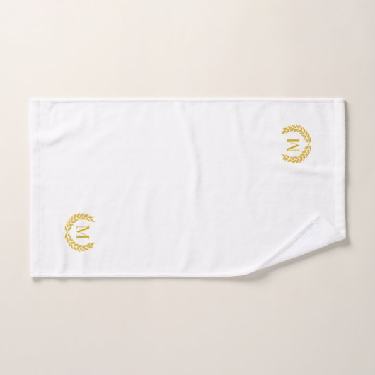 Modernes Goldenes Laurel & Monogram auf Weiß Badhandtuch Set (Handtuch)