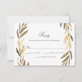 Modernes Goldenes Leaf Wreath Wedding RSVP