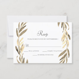Modernes Goldenes Leaf Wreath Wedding RSVP