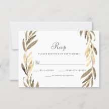 Modernes Goldenes Leaf Wreath Wedding RSVP