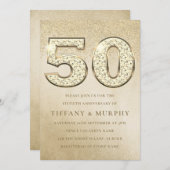 Modernes Goldenes Sparkle 50. Hochzeitstag Einladung (Vorne/Hinten)