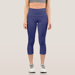 Modernes, goldenes und blaues Sternmuster Stilvoll Capri Leggings