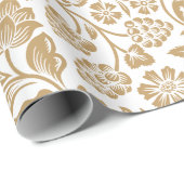 modernes goldfarbenes Blumenpapier Geschenkpapier (Rolleneckpunkt)