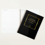 Modernes goldfarbenes, elegantes berufliches Busin Planer<br><div class="desc">Moderner eleganter Schwarz und Gold persönlicher,  Business-Planer. Fügen Sie Ihren eigenen Namen und Text an der Vorderseite zu personalisieren.</div>
