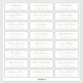 Modernes, goldfarbenes Hochzeitsgast-Adresslabel Aufkleber (Blatt)