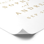 Modernes, goldfarbenes Hochzeitszeichen Poster (Ecke)