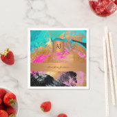 Modernes, goldfarbenes Monogramm, abstrakt Serviette (Beispiel)