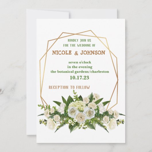 Modernes, goldfarbenes Rahmen Hochzeitseinladung Einladung (Vorderseite)