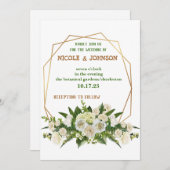 Modernes, goldfarbenes Rahmen Hochzeitseinladung Einladung (Vorne/Hinten)