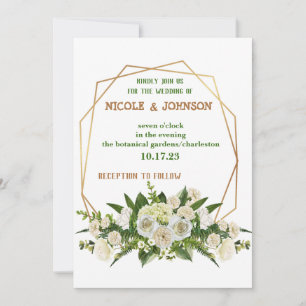 Modernes, goldfarbenes Rahmen Hochzeitseinladung Einladung
