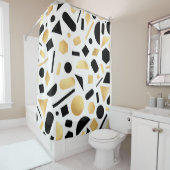 Modernes goldfarbenes Schwarz-weiß geometrisches M Duschvorhang (Beispiel)
