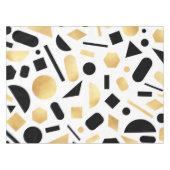 Modernes goldfarbenes Schwarz-weiß geometrisches M Tischdecke (Vorderseite (Horizontal))