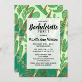 Modernes Goldgrün-Kaktus-Palmblatt geometrisch Einladung (Vorne/Hinten)