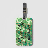 Modernes Goldgrün-Kaktus-Palmblatt geometrisch Gepäckanhänger (Vorderseite Vertikal)