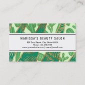 Modernes Goldgrün-Kaktus-Palmblatt geometrisch Visitenkarte (Rückseite)