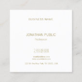 Modernes Goldmonogramm-ästhetischer sauberer Quadratische Visitenkarte (Rückseite)