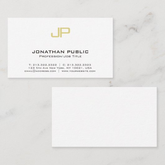 Modernes Goldmonogramm-beruflicher Entwurf elegant Visitenkarte (Vorne/Hinten)