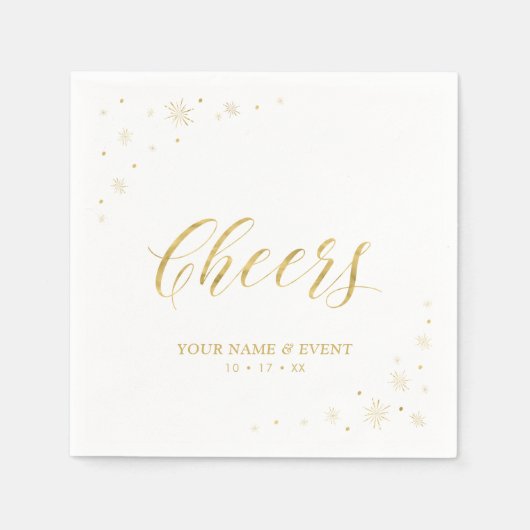 Modernes Goldsparkle & Cheers Custom Party Napkins Serviette (Vorderseite)