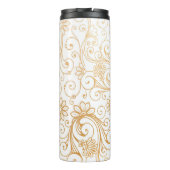 Modernes Goldstrudelmonogramm Thermosbecher (Rückseite)