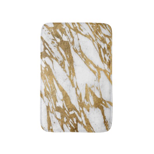 Modernes Goldweißes Marmorschickes Steinmuster Badematte (Vorderseite Vertikal)