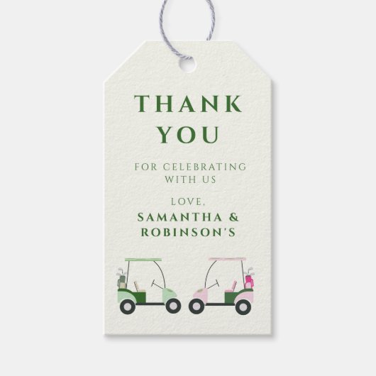 Modernes Golf Baby Gender-Bericht Par-T Geschenkanhänger (Vorderseite)