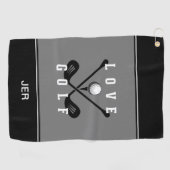 Modernes Golfer Golf Ball Pro Sportangebot Schwarz Golfhandtuch (Horizontal)