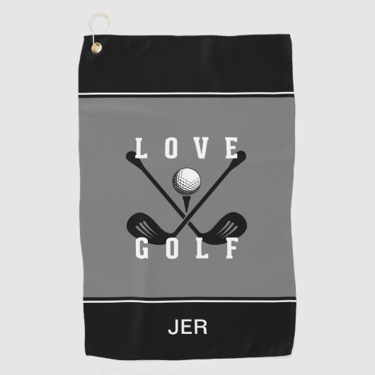 Modernes Golfer Golf Ball Pro Sportangebot Schwarz Golfhandtuch (Vorderseite)