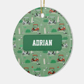 Modernes Golfer-Thema Personalisiert Keramik Ornament (Links)