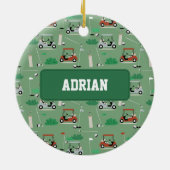 Modernes Golfer-Thema Personalisiert Keramik Ornament (Hinten)