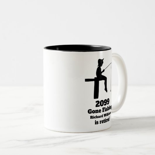 Modernes Gone Fishing - müde Sitzen Fischer Gesche Zweifarbige Tasse (VorderseiteRechts)