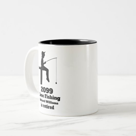 Modernes Gone Fishing - müde Sitzen Fischer Gesche Zweifarbige Tasse (Vorderseite Links)