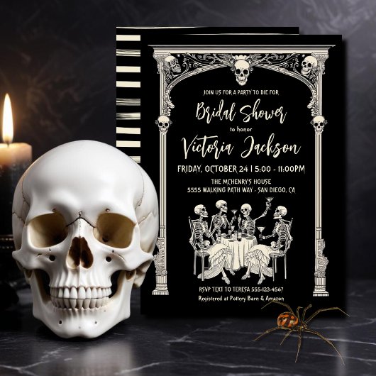 Modernes Gotisches Skelett Bachelorette Brautparty Einladung