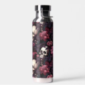 Modernes Gotisches Skull-Rosa-Blume-Muster Trinkflasche (Links)