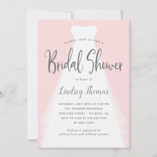 Modernes Gown EDITABLE FARBBrautparty laden ein Einladung (Vorderseite)