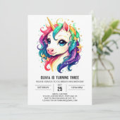 Modernes Graceful Unicorn Geburtstag Einladung (Stehend Vorderseite)