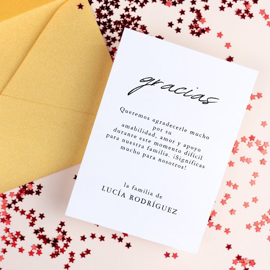 Modernes Gracias Spanisches Foto zur Beerdigung Dankeskarte