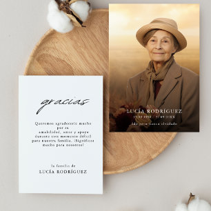 Modernes Gracias Spanisches Foto zur Beerdigung Dankeskarte