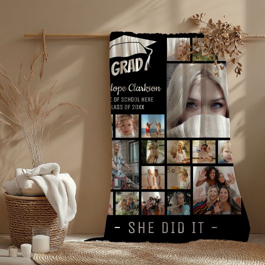 Modernes GRAD 13 x Foto Collage Graduate Gift Fleecedecke