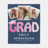 Modernes GRAD 3 x Foto Collage Abschluss Geschenk Fleecedecke (Vorderseite)
