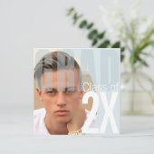 Modernes Grad Closeup Foto Blue ID897 Einladung (Stehend Vorderseite)