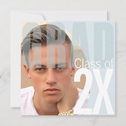 Modernes Grad Closeup Foto Blue ID897 Einladung (Vorderseite)