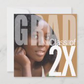 Modernes Grad Closeup Foto Gold ID897 Einladung (Vorderseite)