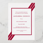 Modernes Grad Foto Burgundy Red Gold Folieneinladung (Rückseite)