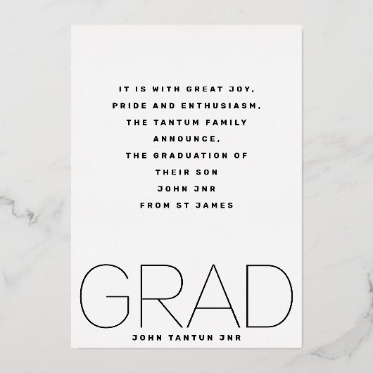 Modernes GRAD-Foto der High School - Gold-Ankündig Folieneinladung (Rückseite)