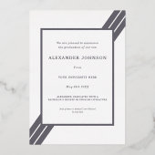 Modernes Grad Foto Grau und Gold Folieneinladung (Rückseite)