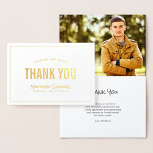 Modernes Grad Gold Foil Foto Danke Karte