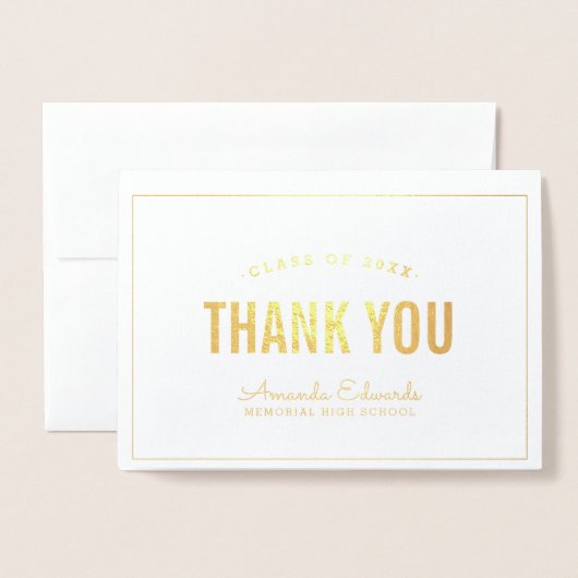 Modernes Grad Gold Foil Foto Danke Karte (Vorderseite mit Umschlag)