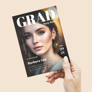 Modernes Grad Party Magazine Foto Abschluss Einladung
