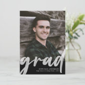 Modernes GRAD Script High School 2 Foto Abschluss Ankündigung (Stehend Vorderseite)