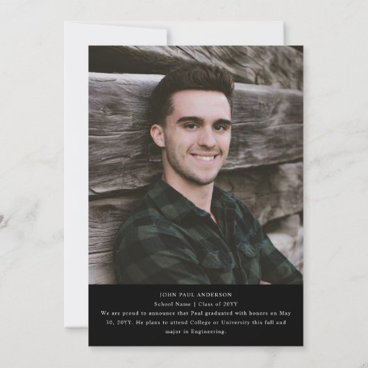 Modernes GRAD Script High School 2 Foto Abschluss Ankündigung (Rückseite)